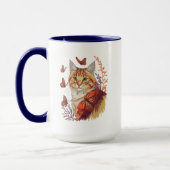 Katze mit Monarchschmetterlingen Tasse (Links)