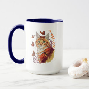 Katze mit Monarchschmetterlingen Tasse