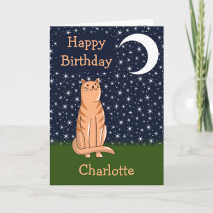 Katze mit Mond und Sternen Karte