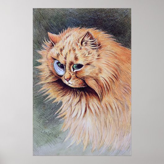 Katze mit Monokel, Louis Wain Poster (Vorne)
