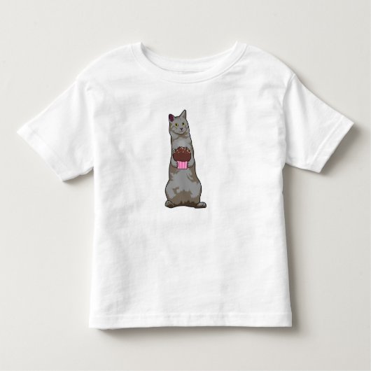 Katze mit Muffin Kleinkind T-shirt (Vorderseite)
