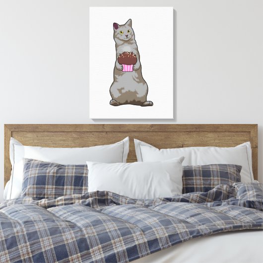 Katze mit Muffin Leinwanddruck (Insitu (Schlafzimmer))