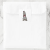 Katze mit Muffin Quadratischer Aufkleber (Tasche)