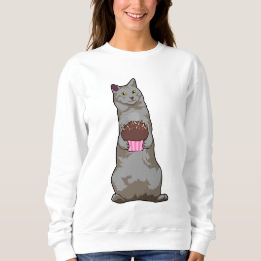 Katze mit Muffin Sweatshirt (Vorderseite)
