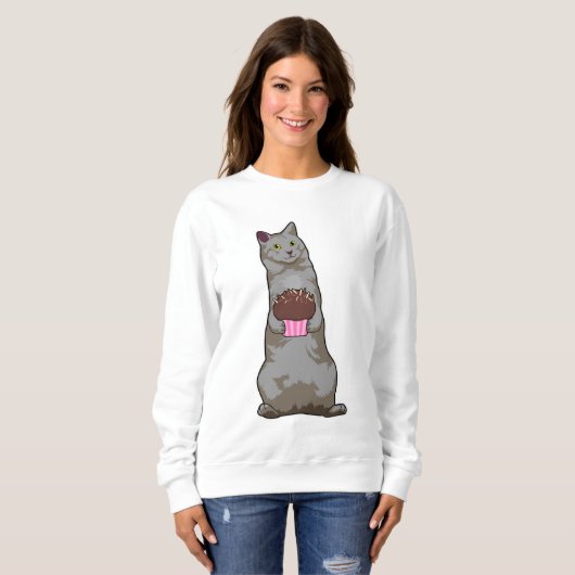 Katze mit Muffin Sweatshirt (Vorne ganz)