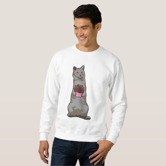 Katze mit Muffin Sweatshirt (Vorne ganz)