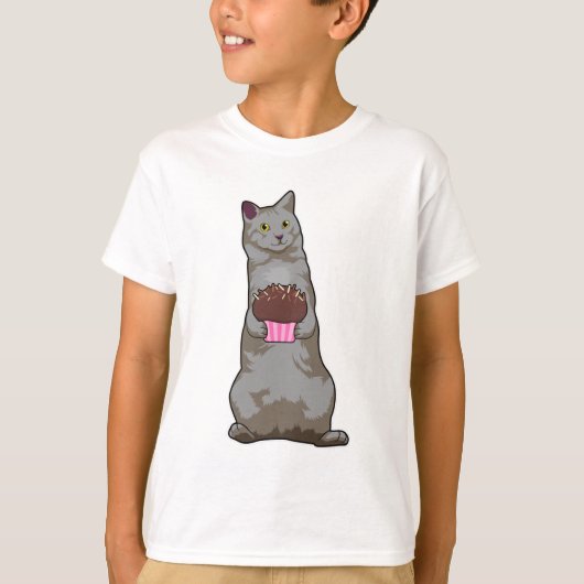 Katze mit Muffin T-Shirt (Vorderseite)