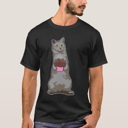 Katze mit Muffin T-Shirt (Vorderseite)