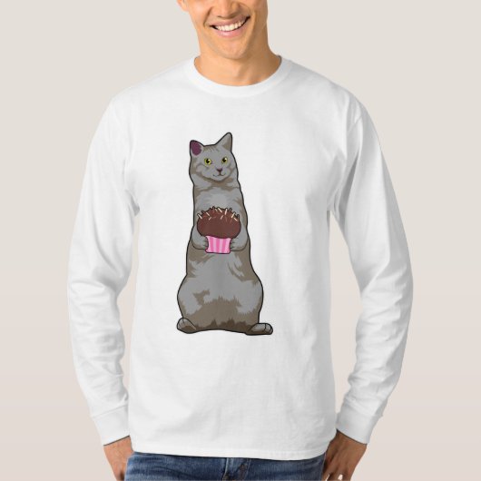 Katze mit Muffin T-Shirt (Vorderseite)