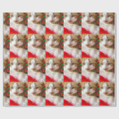 Katze mit Muffler und Weihnachtsmannmütze Geschenkpapier (Flach)