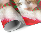 Katze mit Muffler und Weihnachtsmannmütze Geschenkpapier (Rolleneckpunkt)