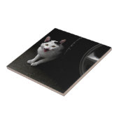 Katze mit Mustache Fliese (Seite)