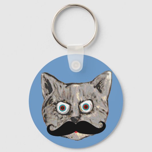 Katze mit Mustache lustig Schlüsselanhänger (Vorderseite)