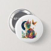 Katze mit Niedlichem Kitty-Animal-Gesicht für Haus Button (Vorne & Hinten)