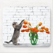 Katze mit Orange Tulip Bouquet Mousepad (Vorne)