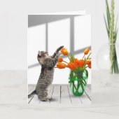 Katze mit Orange Tulips Karte (Vorderseite)