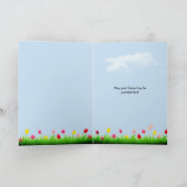 Katze mit Orange Tulips Namenskarte Karte (Innenseite)