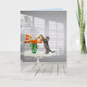 Katze mit Orange Tulips wird gut Karte (Vorderseite)