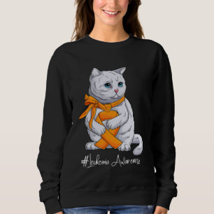 Katze mit orangefarbenem Band zum Leukämie-Bewusst Sweatshirt