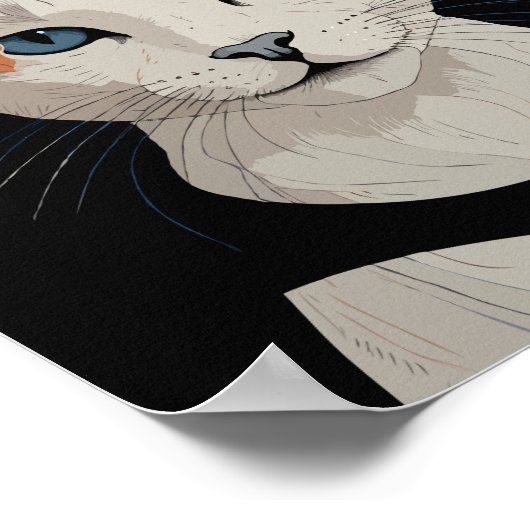 Katze mit orangefarbener Blume Poster (Ecke)