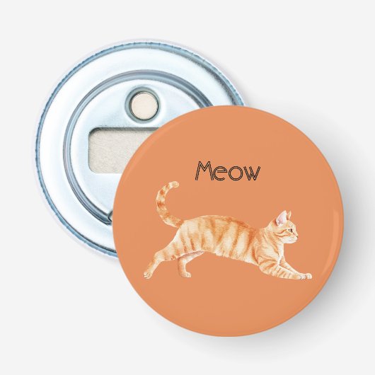Katze mit orangen Streifen Flaschenöffner (Vorderseite)