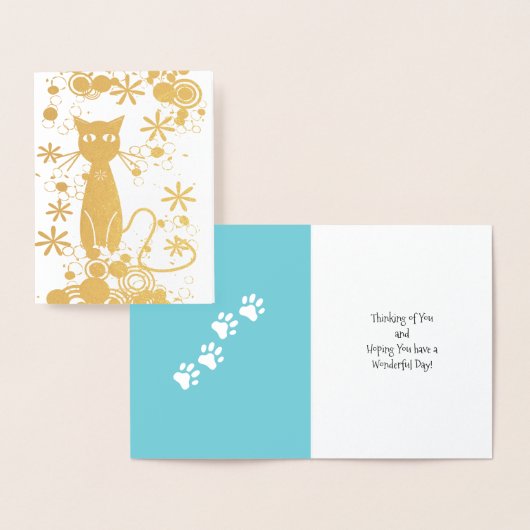 Katze mit Paw Prints Foil Card Folienkarte (Anzeige)