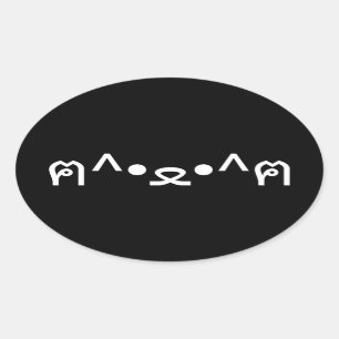 Katze mit Paws Emoticon ฅ^ ・ ع^ฅ Japanisch Kaomoji Ovaler Aufkleber