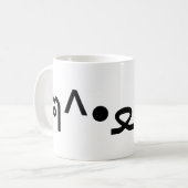 Katze mit Paws Emoticon ฅ^ ・ ع・ Japanisch Kaomoji Kaffeetasse (Vorderseite Links)