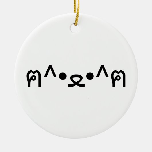 Katze mit Paws Emoticon ฅ^ ・ ع・ Japanisch Kaomoji Keramik Ornament (Vorne)