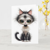 Katze mit Pearl Necklace Denken Sie an Sie Karte (Gelbe Blume)