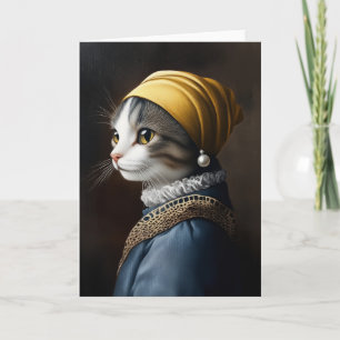 Katze mit Perlenohrring Einladung