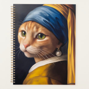 Katze mit Perlenohrring Funny Vermeer Parody Planer