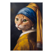 Katze mit Perlenohrring | Funny Vermeer Parody Poster (Vorderseite)