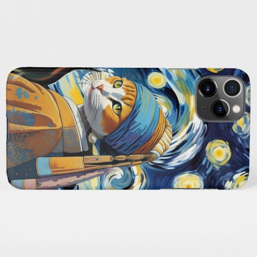 Katze mit Perlenohrring iPhone Hülle (Rückseite (Horizontal))