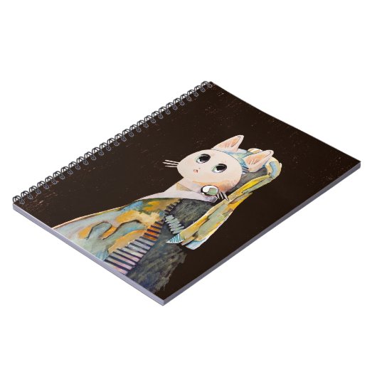 Katze mit Perlenohrring - SpiralNotebook Notizblock (Linke Seite)