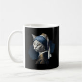 Katze mit Perlenohrring- Vermeer-Malerei- Kaffeetasse (Links)