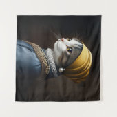 Katze mit Perlenohrring Wandteppich (Vorderseite (Horizontal))