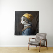 Katze mit Perlenohrring Wandteppich (Beispiel)