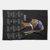 Katze mit Perlenvermerzgemälde 2025 Kalender Geschirrtuch (Horizontal)