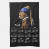 Katze mit Perlenvermerzgemälde 2025 Kalender Geschirrtuch (Vertikal)