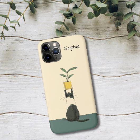 Katze mit Pflanze Case-Mate iPhone Hülle