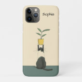 Katze mit Pflanze Case-Mate iPhone Hülle (Rückseite)