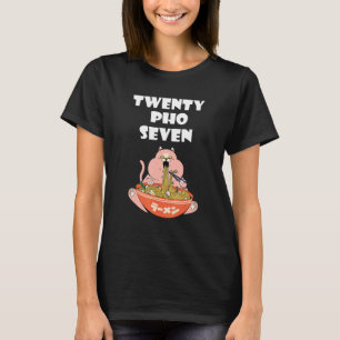 Katze mit Pho-Schüssel Asiatisches Essen Vietnames T-Shirt