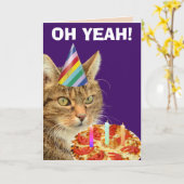 KATZE MIT PIZZA FUNNY BIRTHDAY GREETING CARDS KARTE (Gelbe Blume)