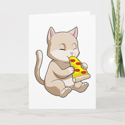 Katze mit Pizza Karte (Vorderseite)