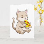 Katze mit Pizza Karte (Gelbe Blume)
