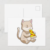 Katze mit Pizza Postkarte (Vorne/Hinten)
