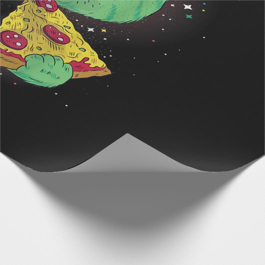 Katze mit Pizza Slice und Taco im All Geschenkpapier (Ecke)