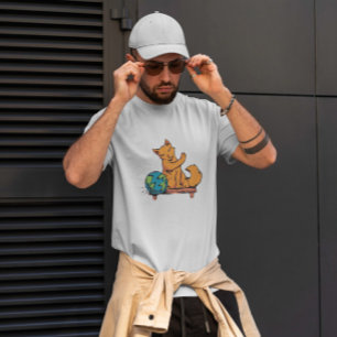 Katze mit Planet T-Shirt