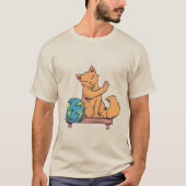 Katze mit Planet T-Shirt (Vorderseite)